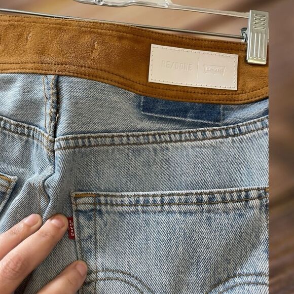 Re/Done Light Blue Distressed Mini Skirt - Picture 4 of 7